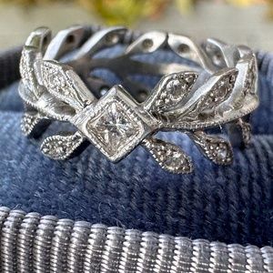 CATHY WATERMAN Platinum Diamonds Wheat Eternity Engagement Pinky Ring Band $6150